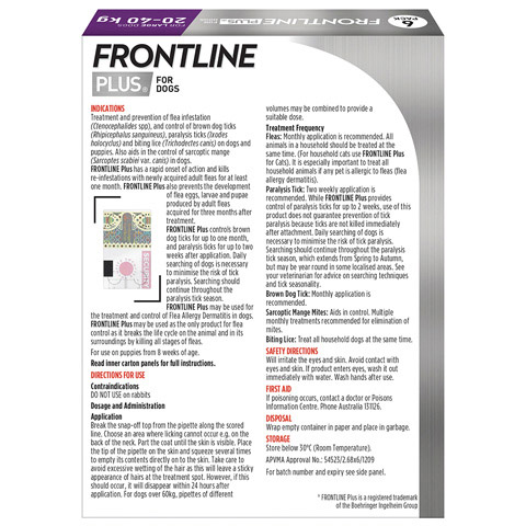 Frontline Plus dog large back